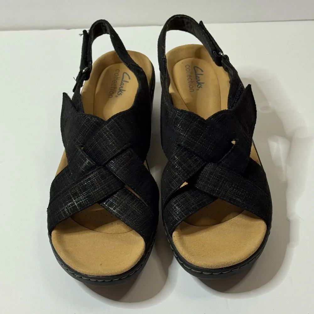Clarks Merliah Echo Sandals Black Interest NEW Size 10